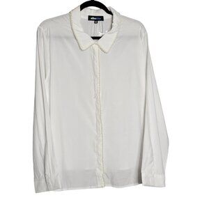NWT Alice Blue Women's 3X Button Front Blouse Faux Pearl Detail Academia Office